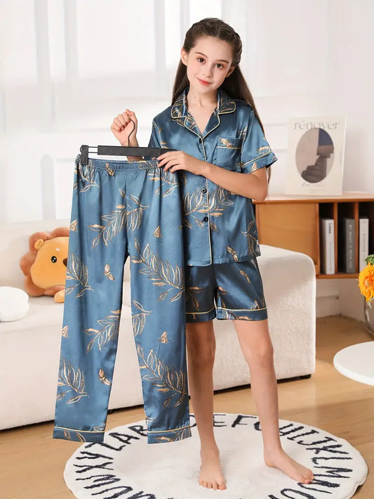 3 Pc Kids Pajama Set (Silk)