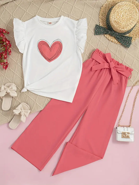 Girls 2Pc Trendy Heart set (Pink)
