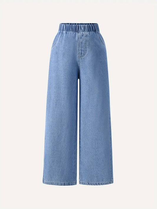 Girls Medium Wash Blue Straight Leg Jeans