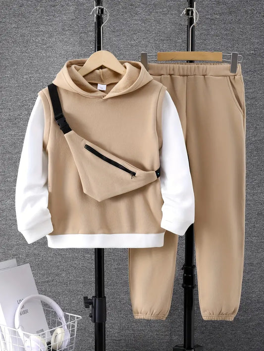Casual Long sleeve Fleece Tracksuit Set 3Pc