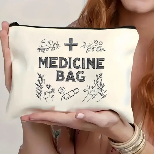 Canvas Medicine Bag With Zipper (17cmx23cm)