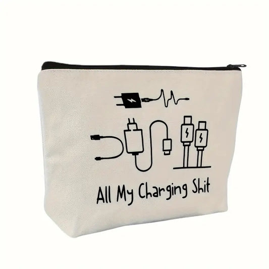 Canvas cosmetic bag (All My Charging Shit)