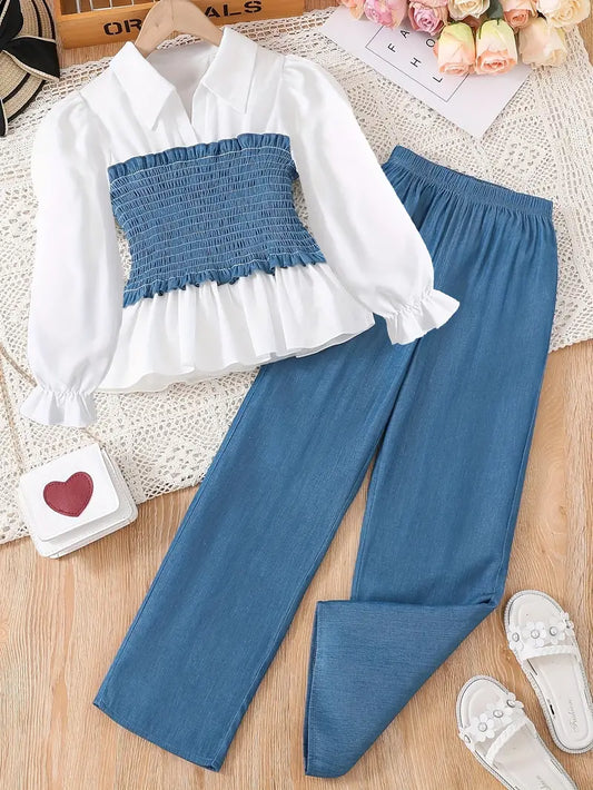 Denim Style 2Pc Top & Pants Set